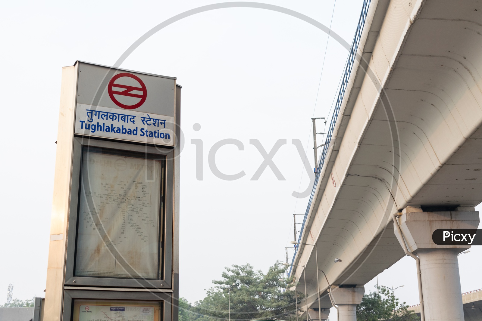 Tughlakabad Metro Station sign board, Delhi metro map and Delhi metro line