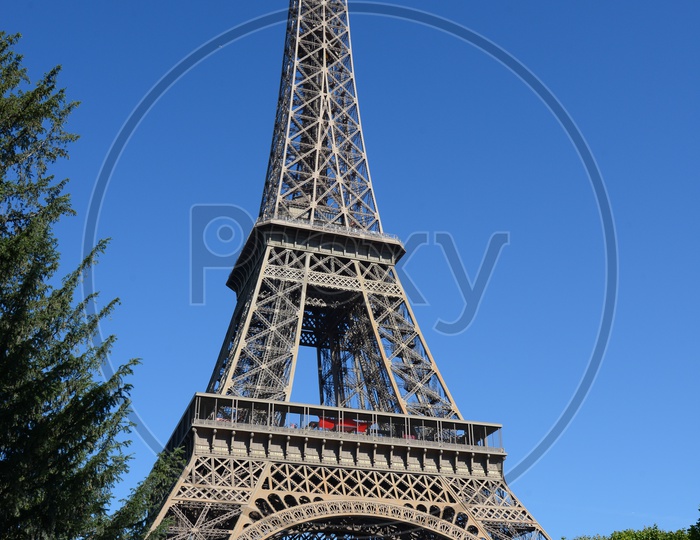 Eiffel Tower View With Lawn Garden in Fore Ground