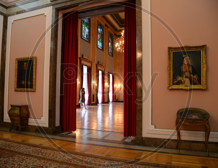 Interior Of an Old Museum With Elegant Interior And Paintings