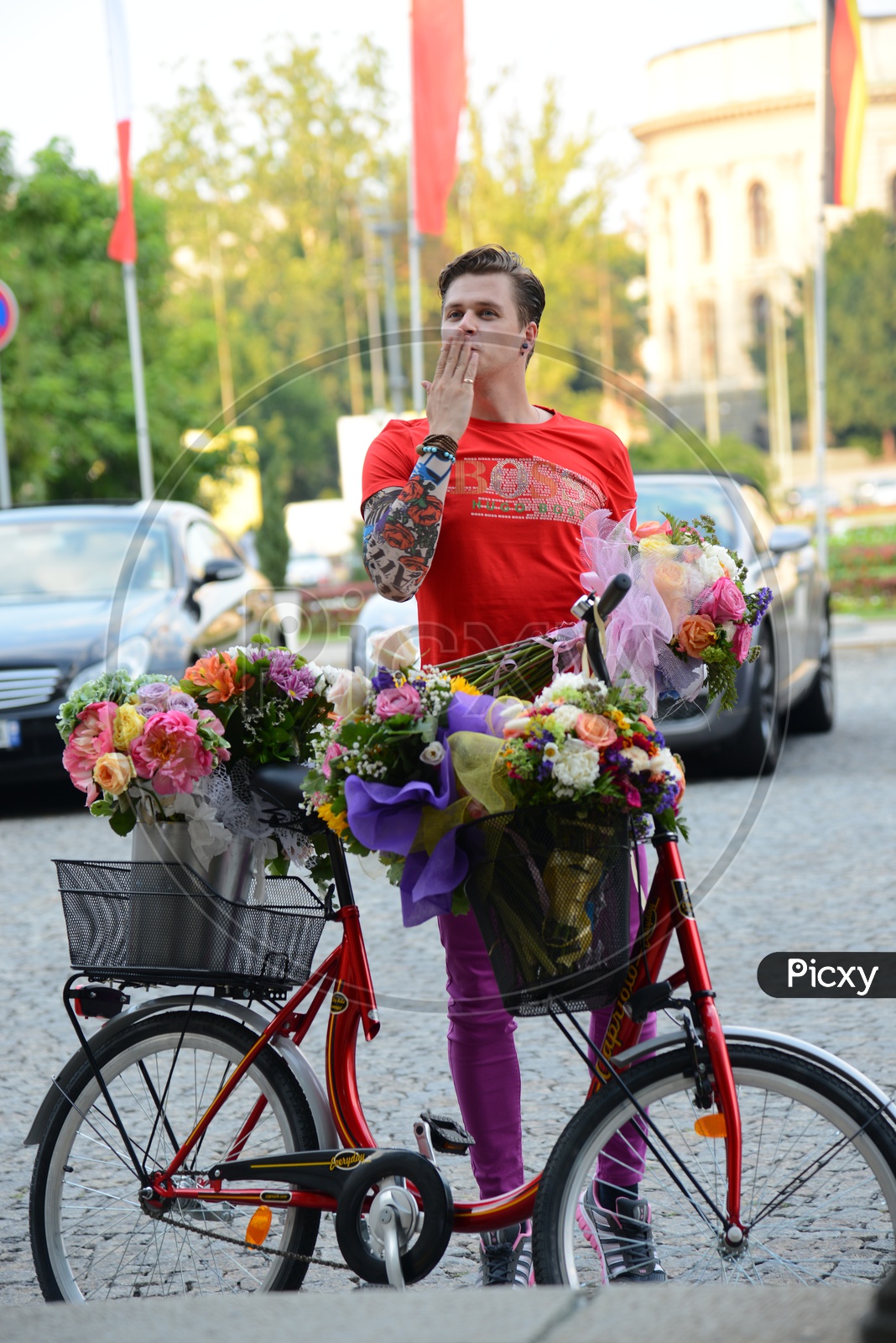 Gay  with Flower Bouquet In Oopiri Movie Working Stills