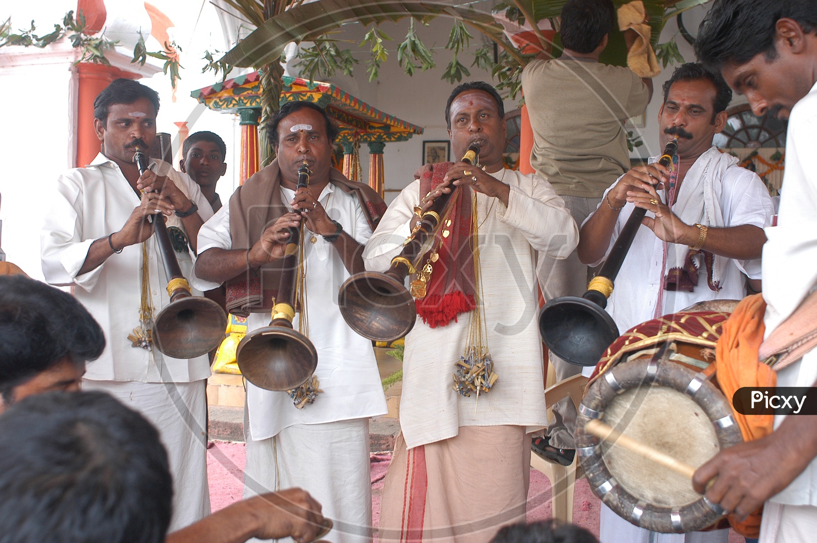 Traditional Musicians Playing Drums And Sannai In a Wedding