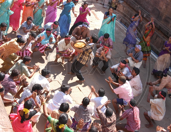 Group of Villagers Dancing In a Fest In a Movie Song Shoot Working Stills with Actor Uday Kiran