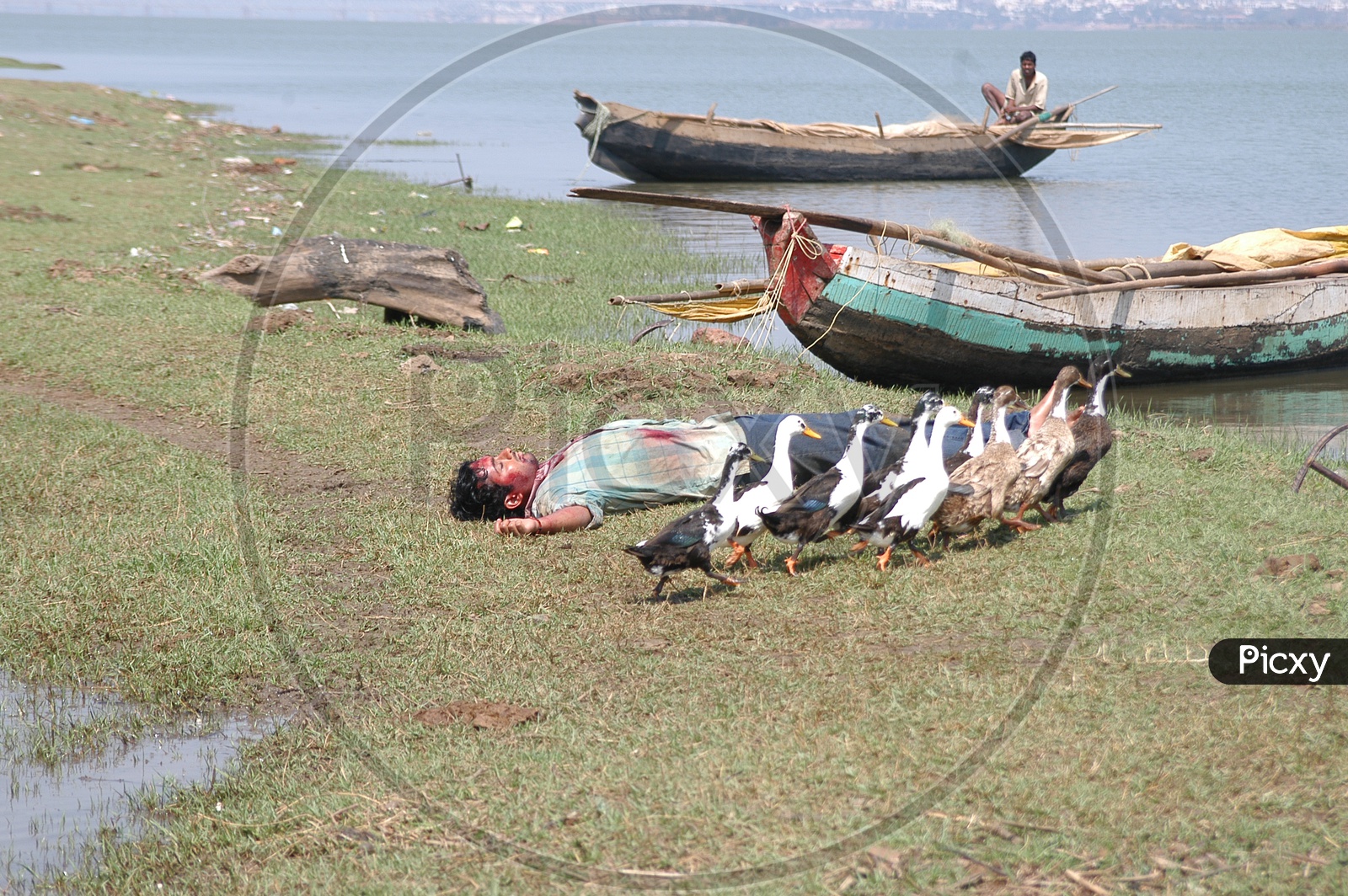 Drowned Man on Godavari River Bank