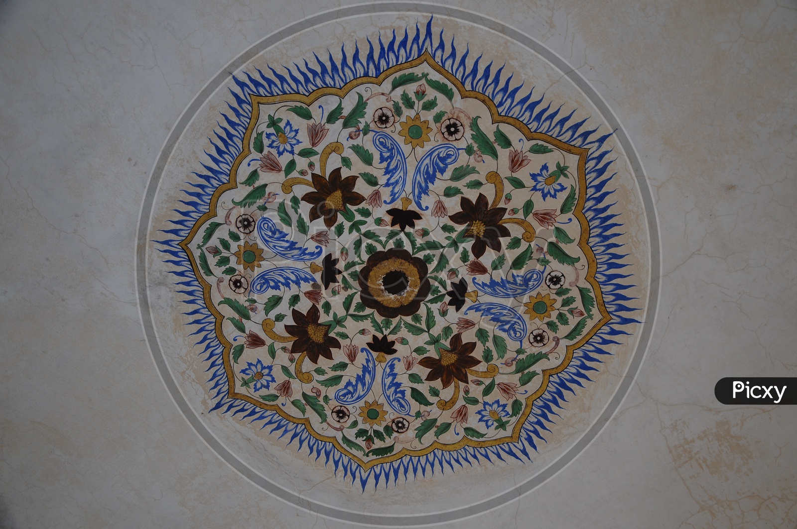 Wall Art With Designs In Amer Fort