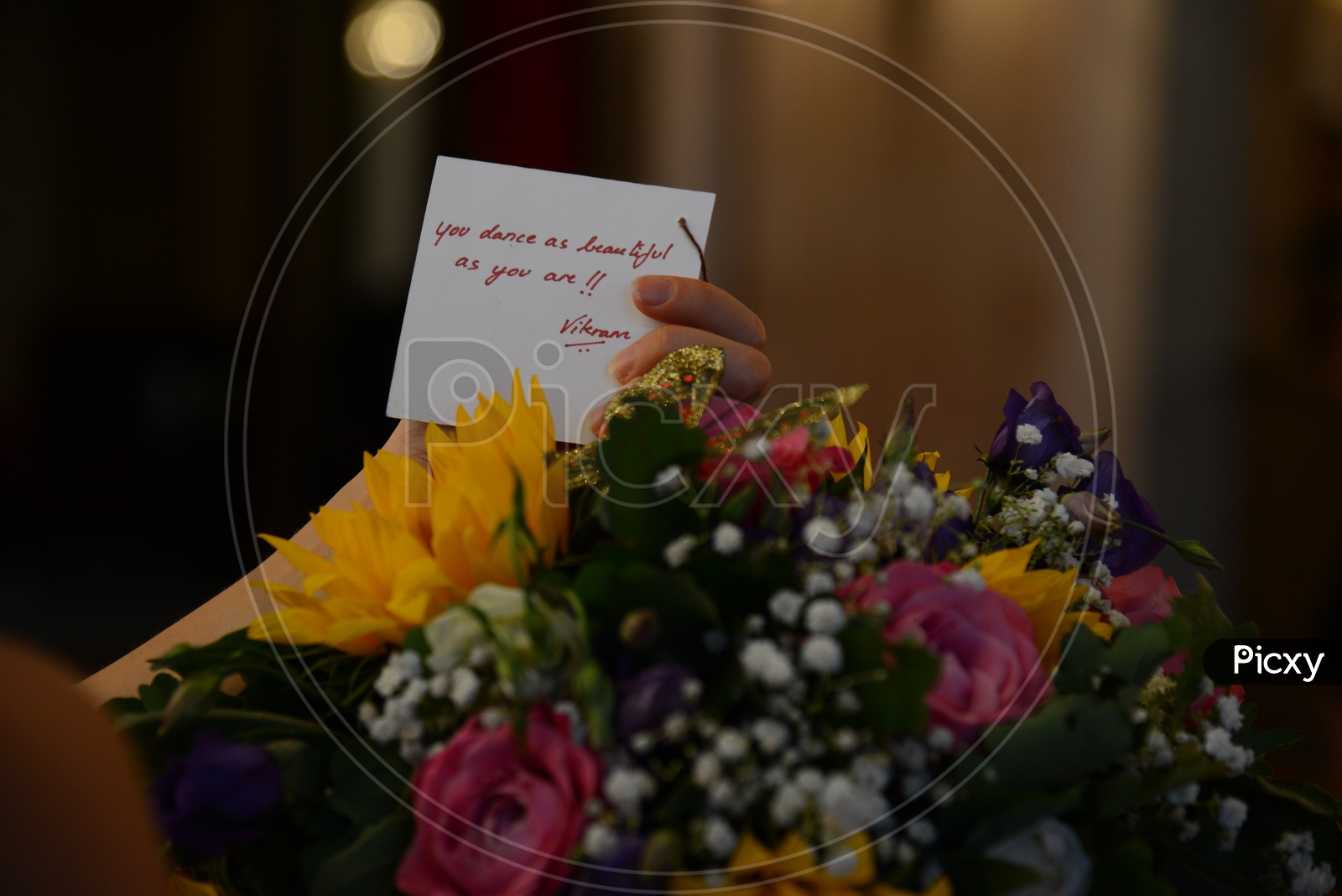 Flower Bouquet With a Note