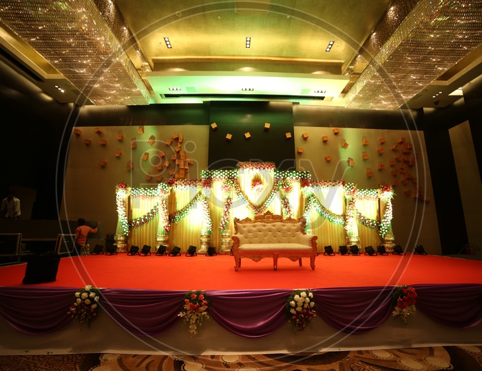 Wedding Stage Decoration With Chair And Flowers