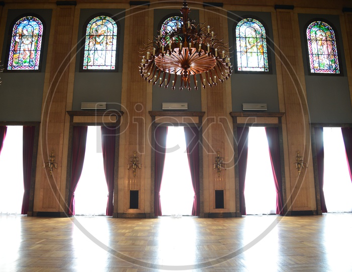 Interior Of an Opera House Stage With Chandelier And Elegant Look