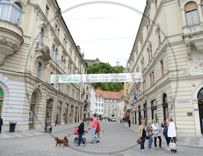 Locals In The  1000th Avenue Street  Ljubljana, Slovenia