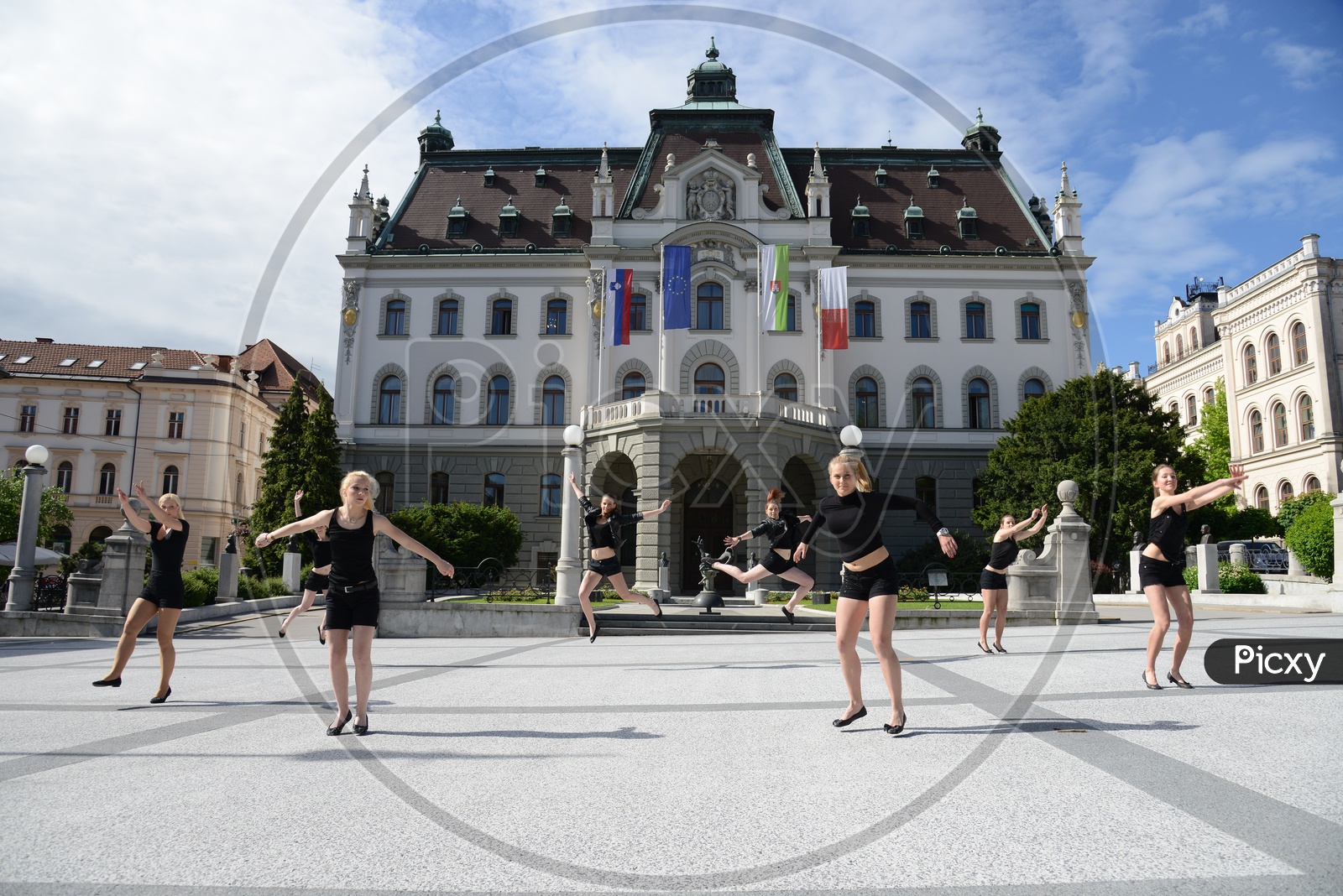 Dancers Dancing On Streets With University of Ljubljana  , Slovenia