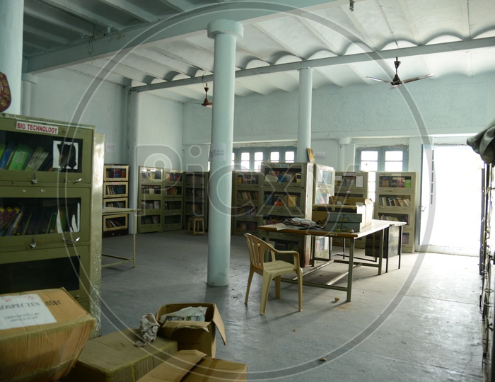 An Old Library With Book Shelf