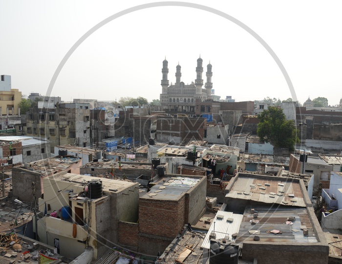 Aerial View Of Charminar With Houses Scape