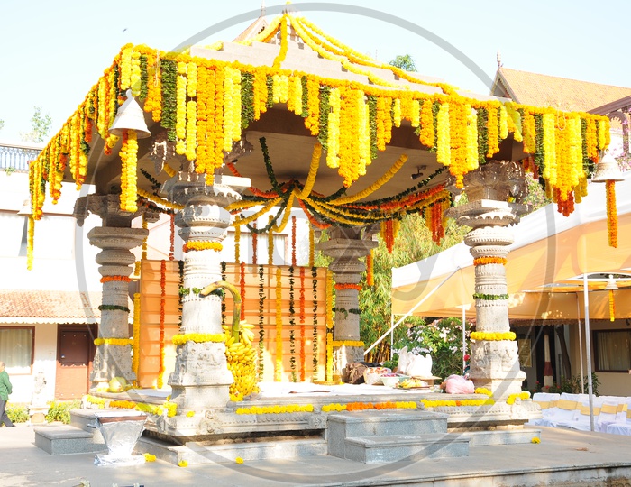 Flower Decoration At a Wedding Stage
