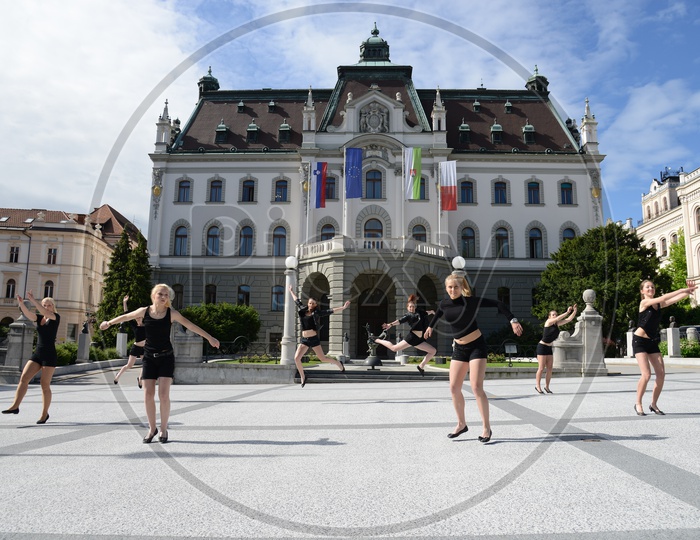 Dancers Dancing On Streets With University of Ljubljana  , Slovenia