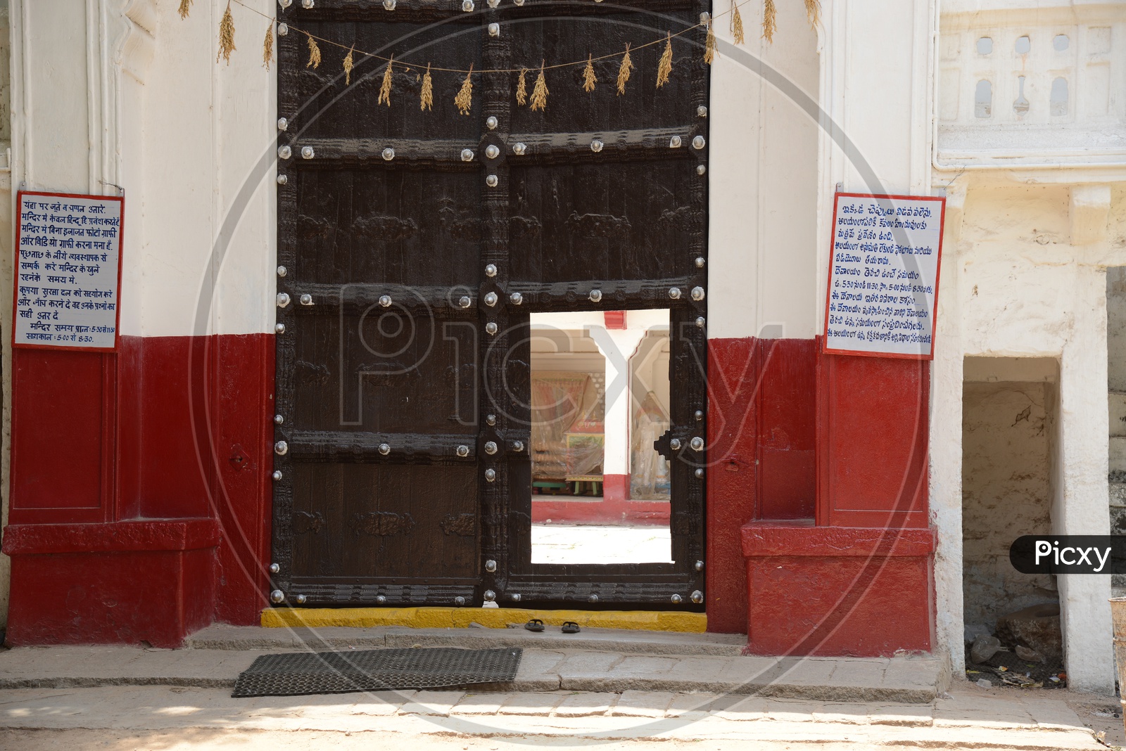 Traditional Old Wooden Doors At  Sitaram Bagh Sri Ramachandra Swamy Temple in Hyderabad