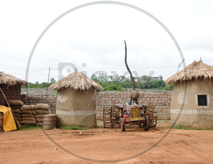 Rural Village House Compound With Paddy  Storage  Shelter