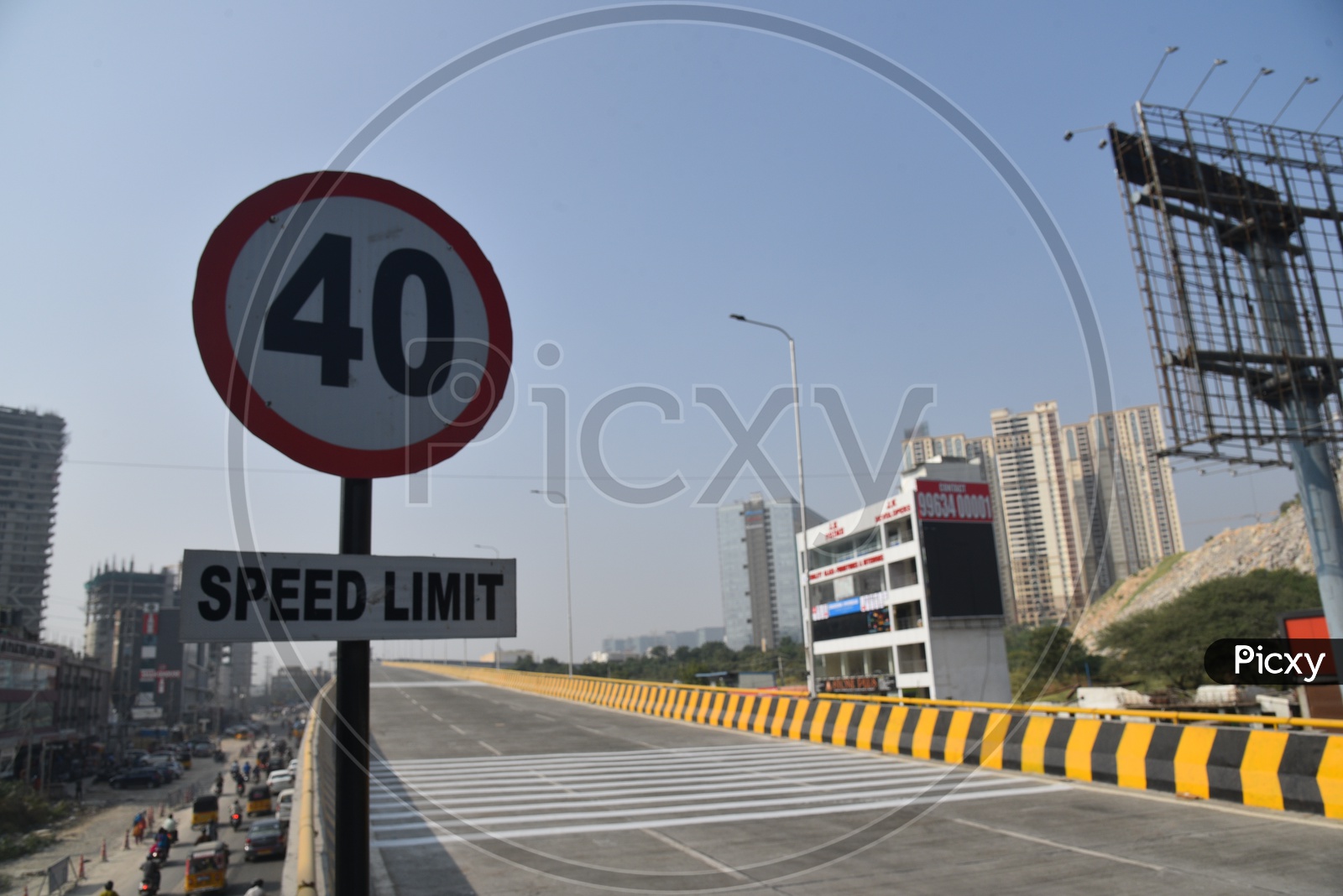 Speed Limit Sign Board on Biodiversity Flyover, Hyderabad