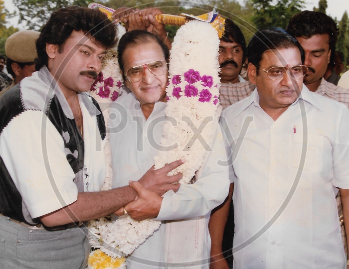 Former AP Chief Minister N.T.Rama Rao with Film Actor Chiranjeevi