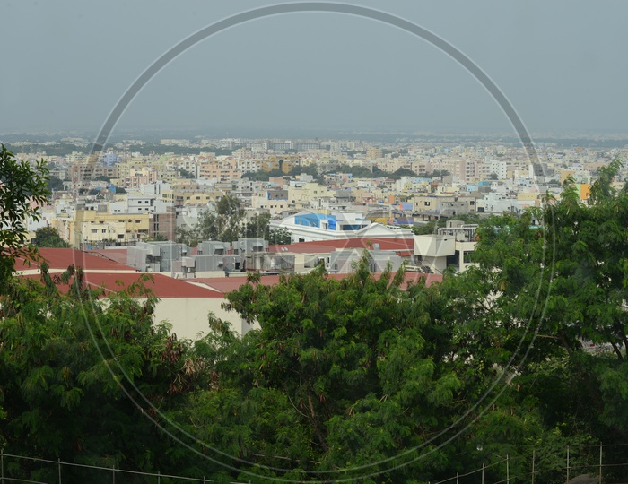 Aerial View Of Hyderabad City Scape From Ramanaidu Studios