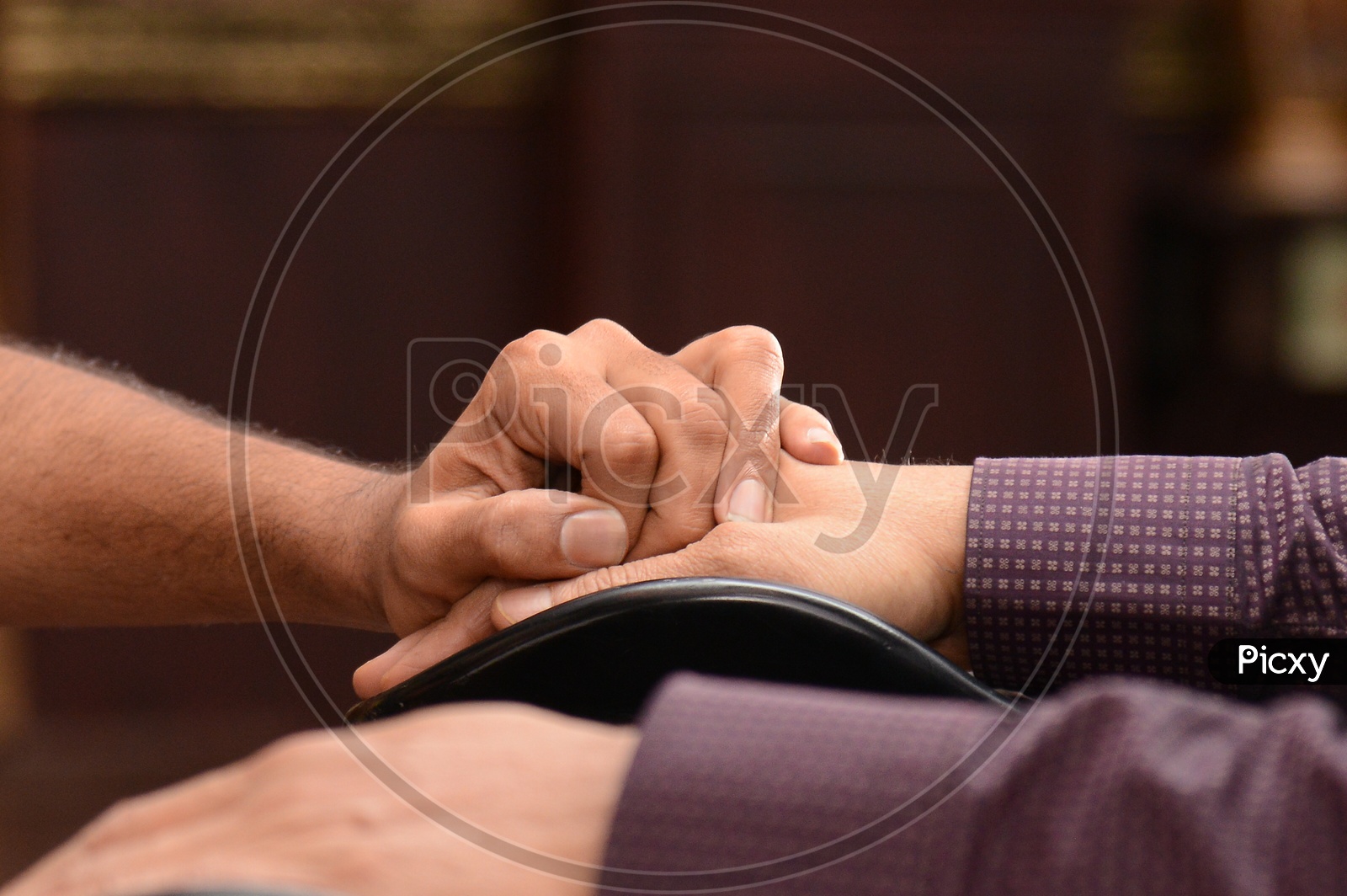 Handicapped Man Hand Holding By an Another Man Closeup