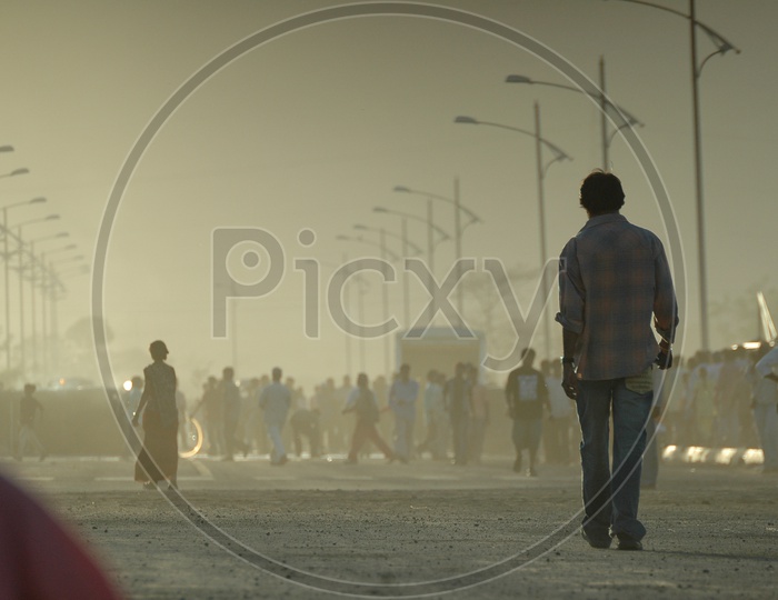 People walking on Road in the morning