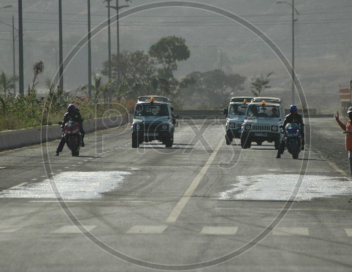 Police Vehicles Chasing Super Bikes