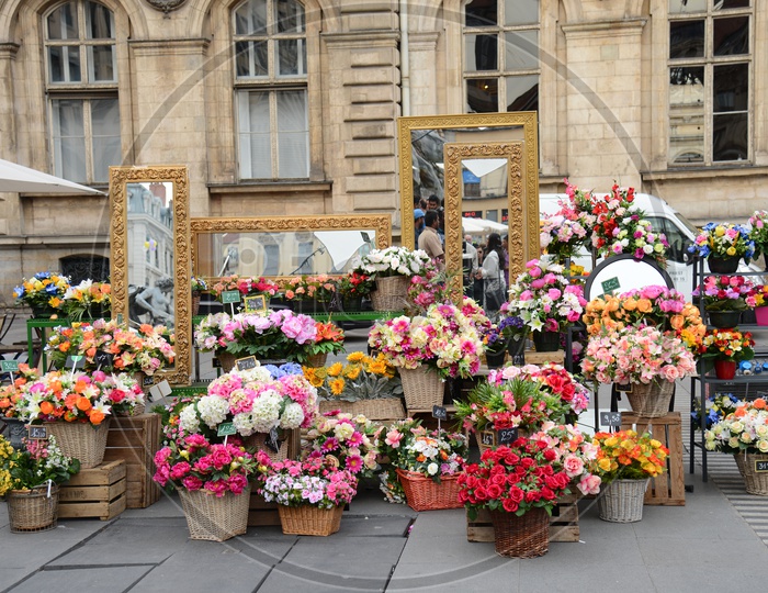Flower Bouquet Vendor Stall on Paris Streets