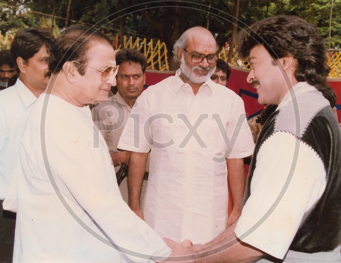 Telugu Film Actor Chiranjeevi and Former AP Chief Minister N.T.Rama Rao