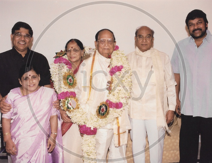 Akkineni Nageswara Rao and Chiranjeevi in Allu Ramalingaiah Function