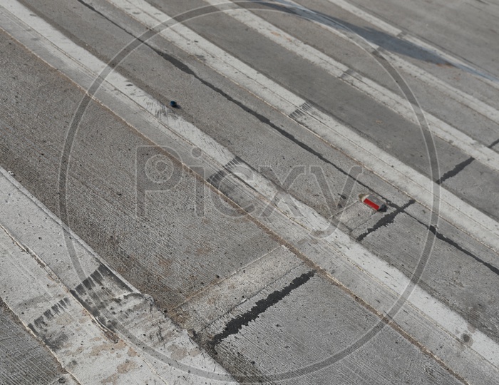 Car tyre marks of an  Overspeeding car with flyover wall which resulted in a fatal accident on 23rd November 2019 on Raidurg- Bio Diversity Flyover.