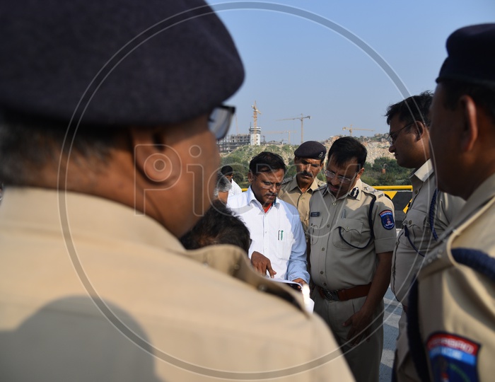 Government Officials, Cyberabad Police Inspecting the Recent Accident which happened on Biodiversity Flyover, 25th November 2019