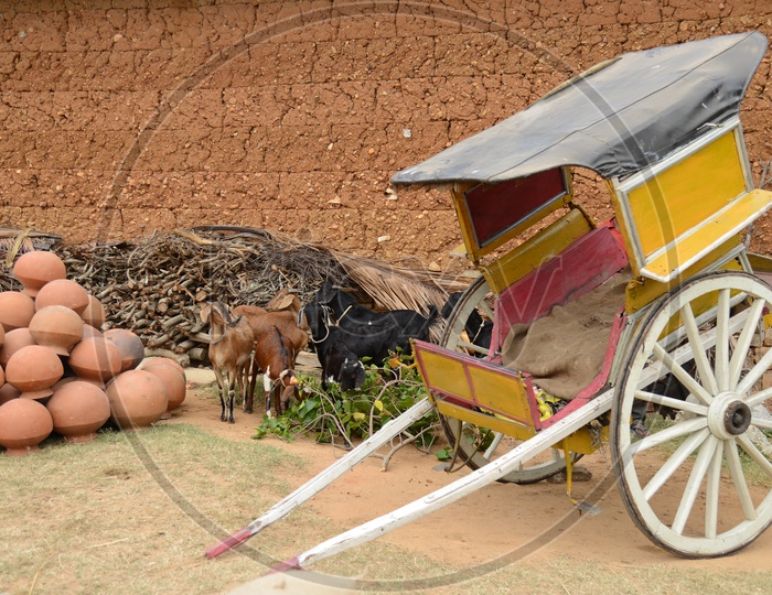 Horse Cart And Pottery In an Rural Village