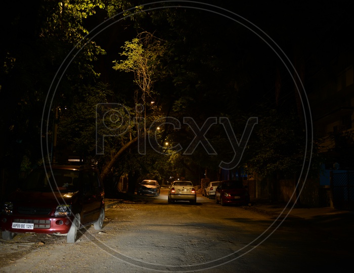 Residential Colony Roads With Street Lights