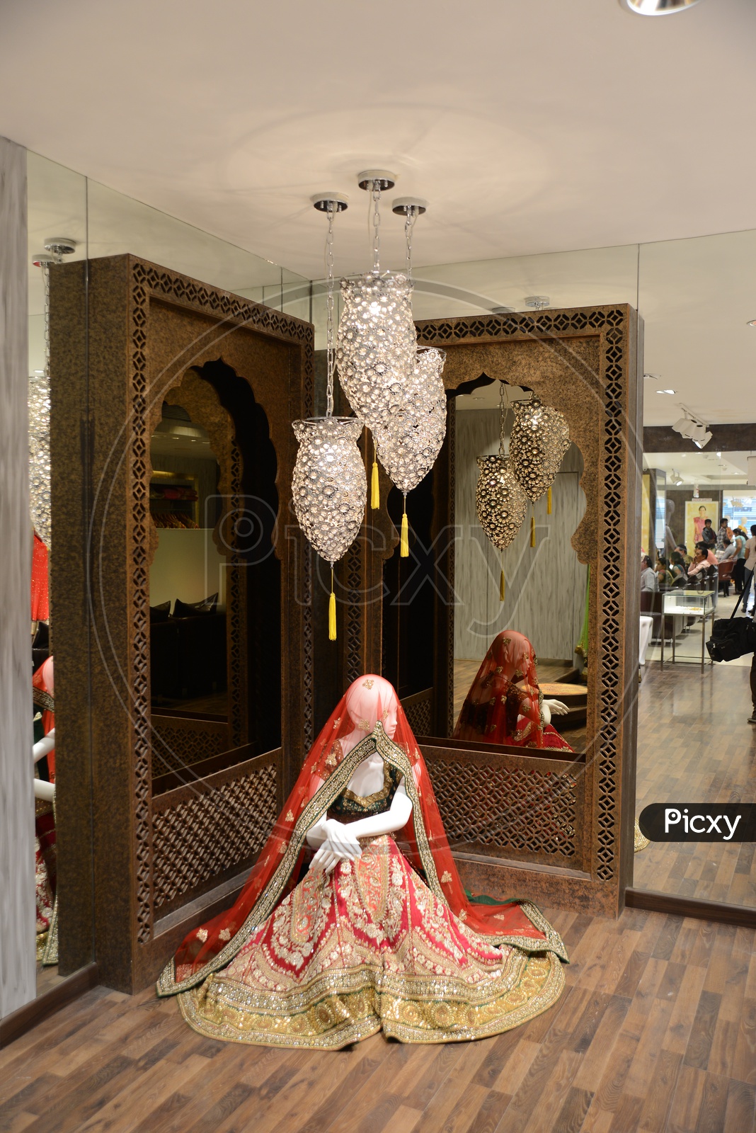 Elegant Lehanga Dress On Mannequine  At a Boutique