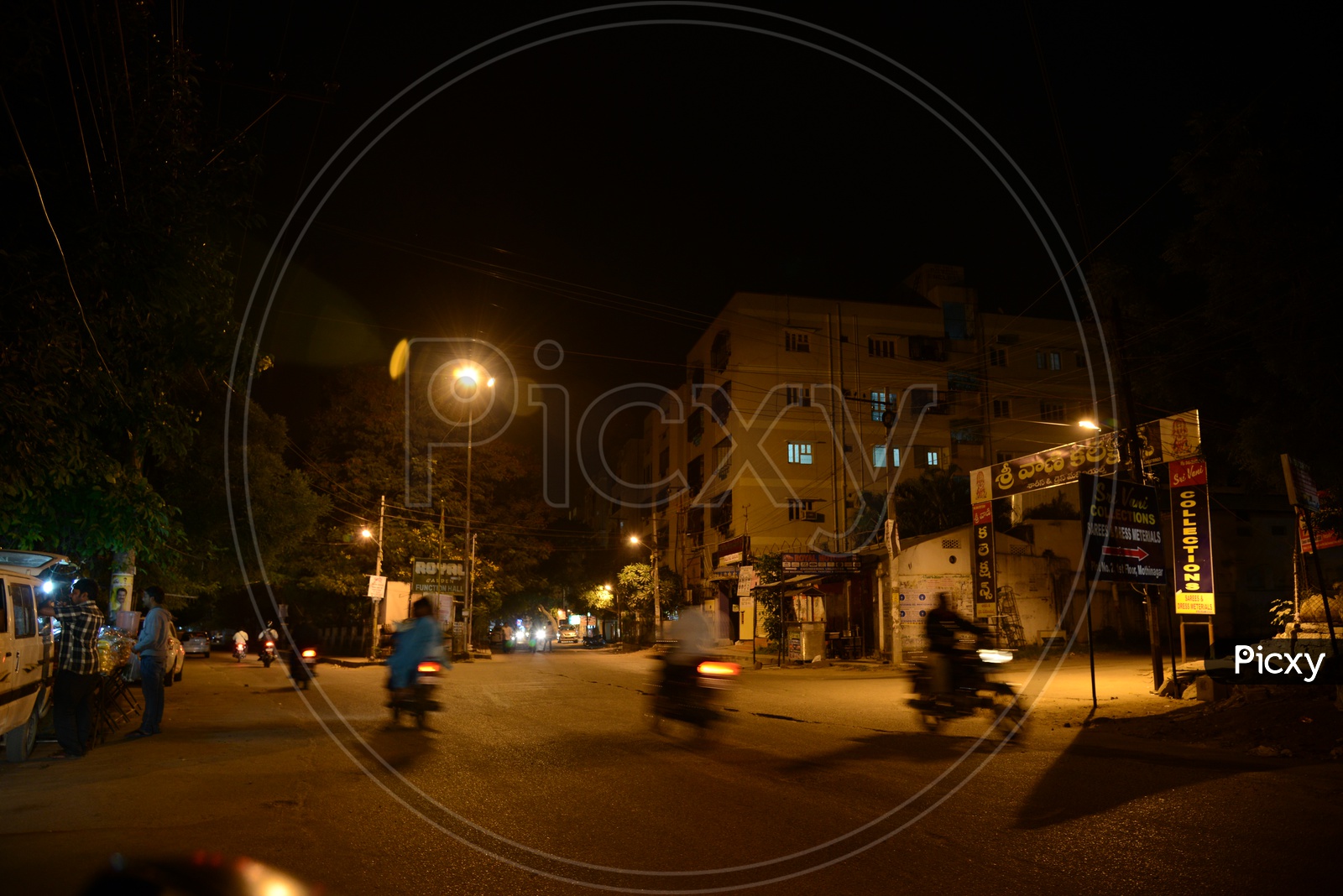 Residential Colony Roads With Street Lights In Hyderabad  At Nigh Time