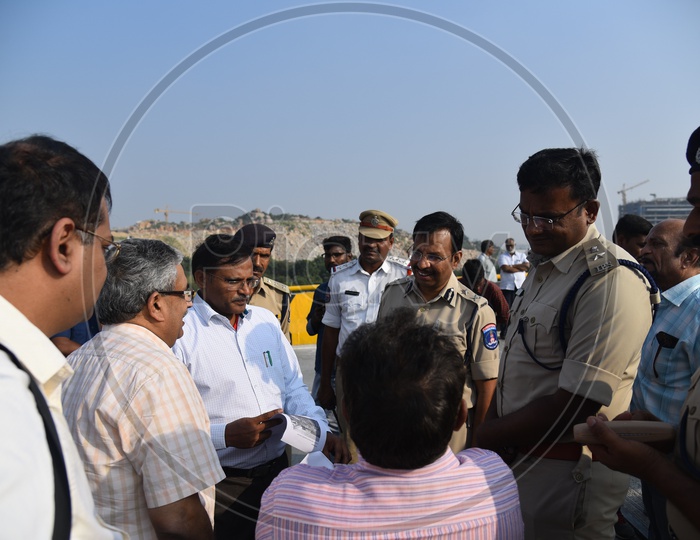 Government Officials, Cyberabad Police Inspecting the Recent Accident which happened on Biodiversity Flyover, 25th November 2019
