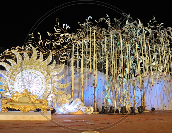 Wedding Stage Design With Lights And Properties