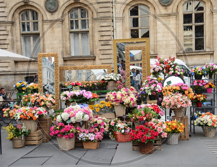 Flower Bouquet Vendor Stall on Paris Streets