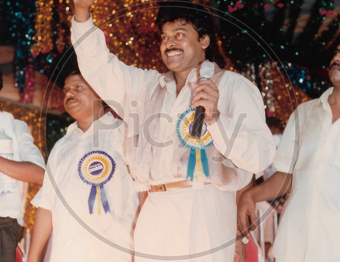 Indian Film Actor Chiranjeevi in a Movie Function