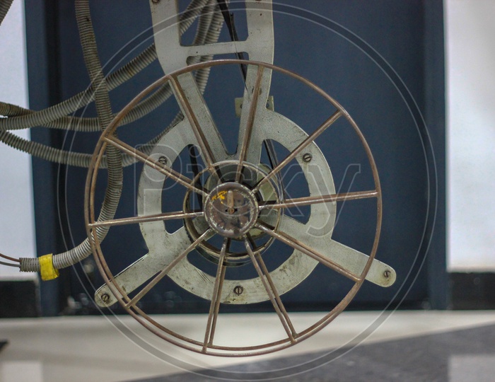 Vintage Film Reel Movie Projector  Wheel Closeup