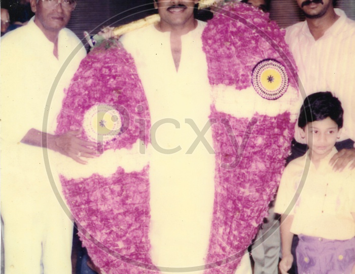 Telugu Film Actor Chiranjeevi with Fans