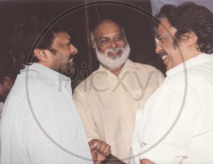 Telugu Film Actor Chiranjeevi with Telugu Film Directors Raghavendra Rao and Dasari Narayana Rao