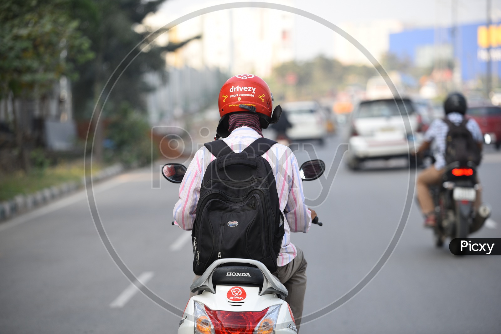 A Commuter using Drivezy Rental Bike