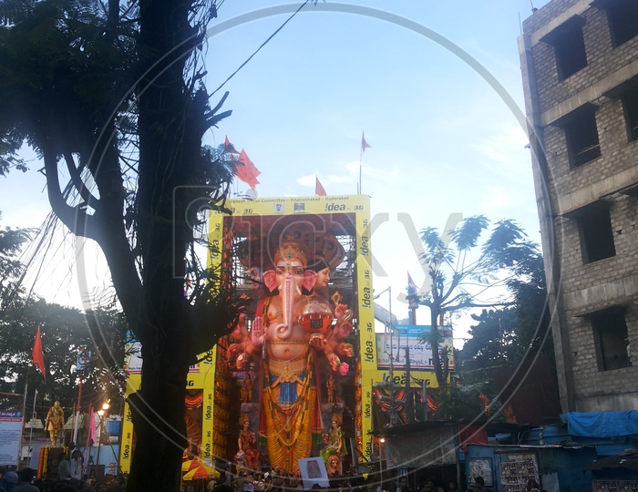Kairathabad Ganesh Statue in Mandapam
