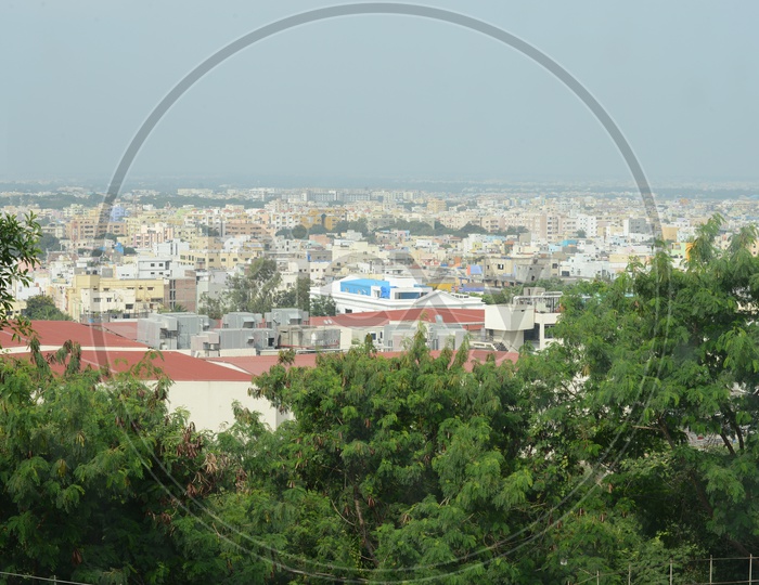 Aerial View Of Hyderabad City Scape From Ramanaidu Studios