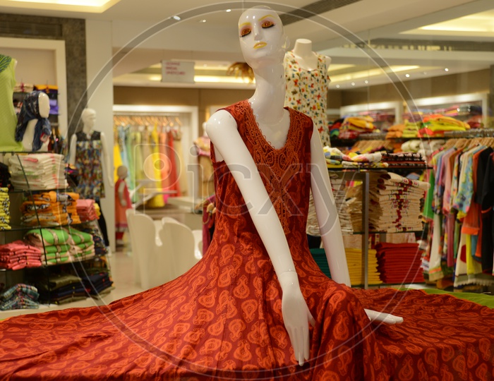 Elegant Lehanga Dress On Mannequine  At a Boutique