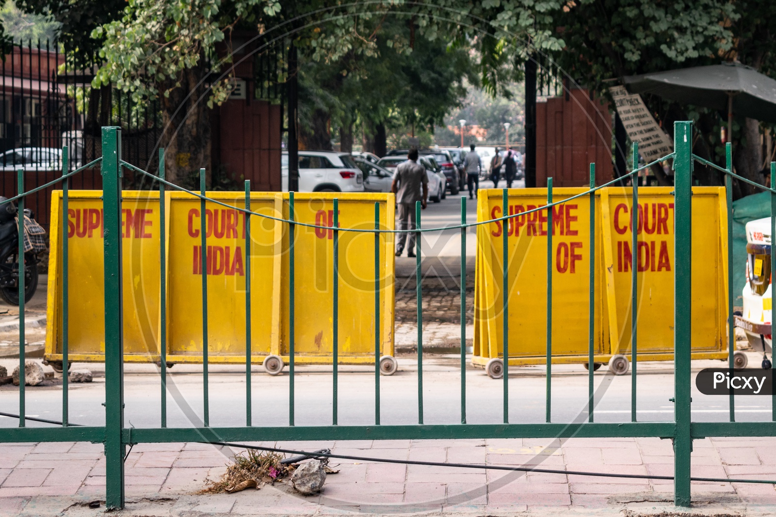 Barricades in front of entrance of Supreme Court of India