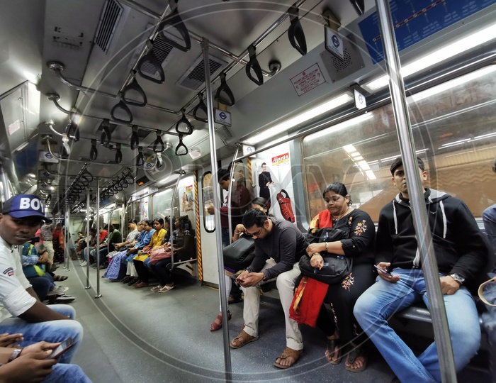 Commuters Travelling In Kolkata Metro Train