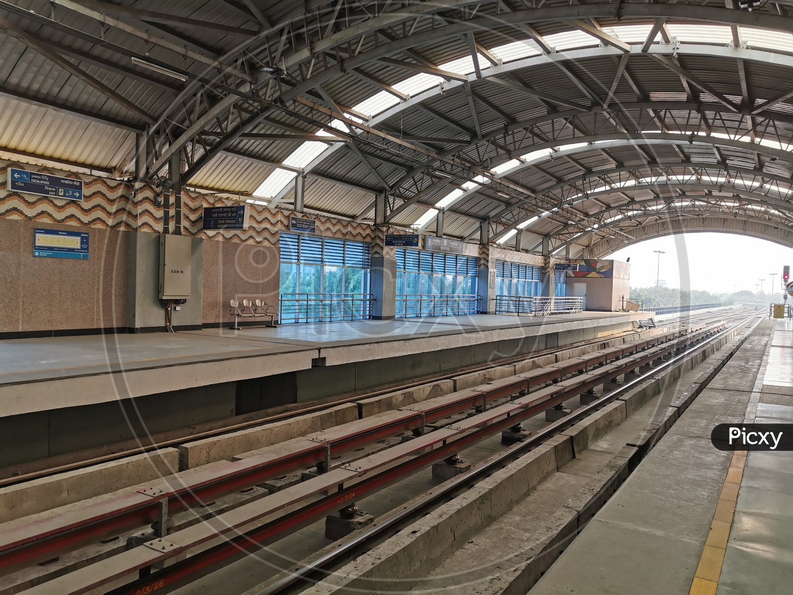 Metro Station With Track And Roof View in Kolkata