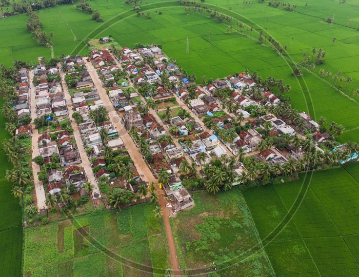 Aerial view of a village