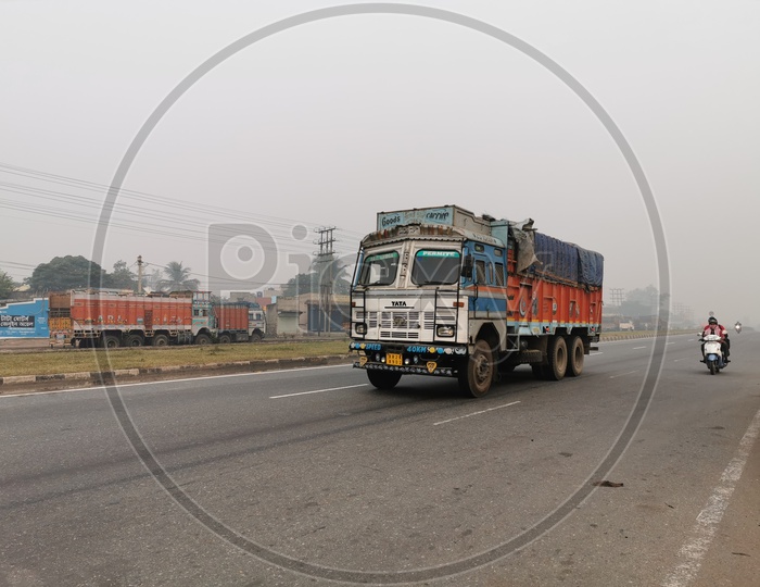 Truck or Transport Lorry on Highway Roads